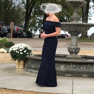 Frank Lyman navy floor length gown